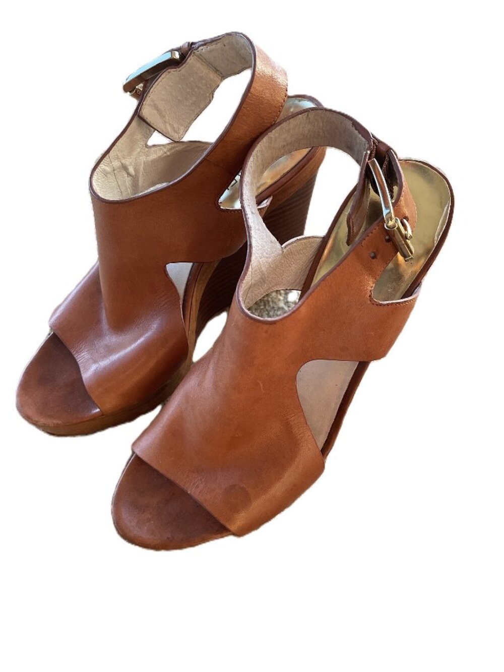 Michael Kors Leather Wedge Sandals 8.5M
